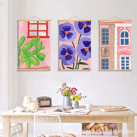 北欧小清新装饰画手绘抽象艺术客厅挂布画现代简约餐厅卧室背景墙