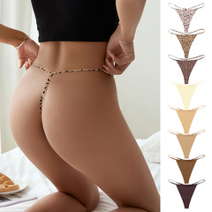 Low-waist sexy t-pants, seamless ice silk large size pure desire one-string underwear, animal print sports quick-drying thong for women