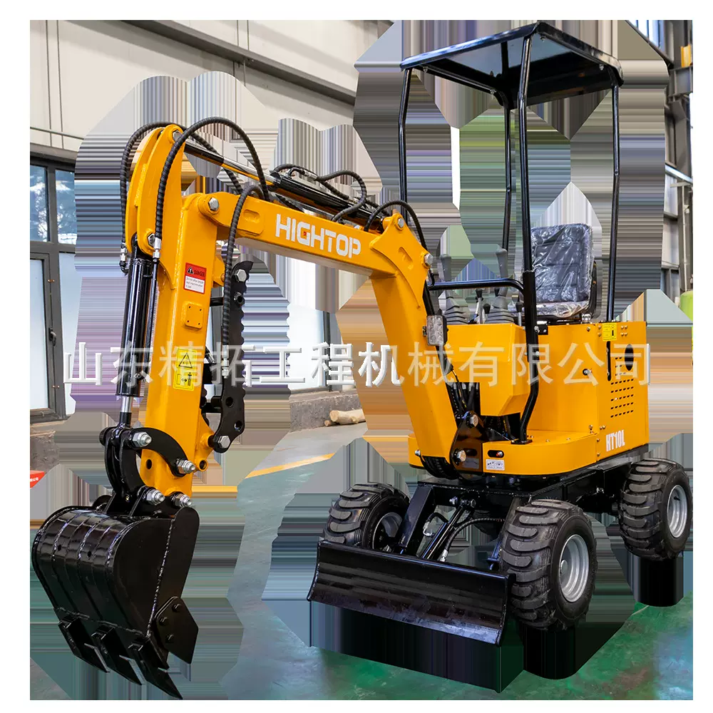 精拓10轮式挖掘机 挖掘松土破碎路面道路清理建筑工地工程挖掘机