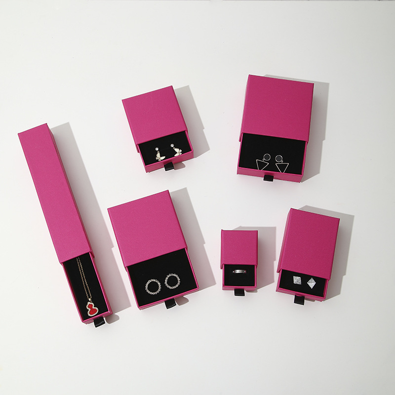 Caja de joyería tipo cajón personalizable con espacio para anillos, pulseras, pendientes y collares