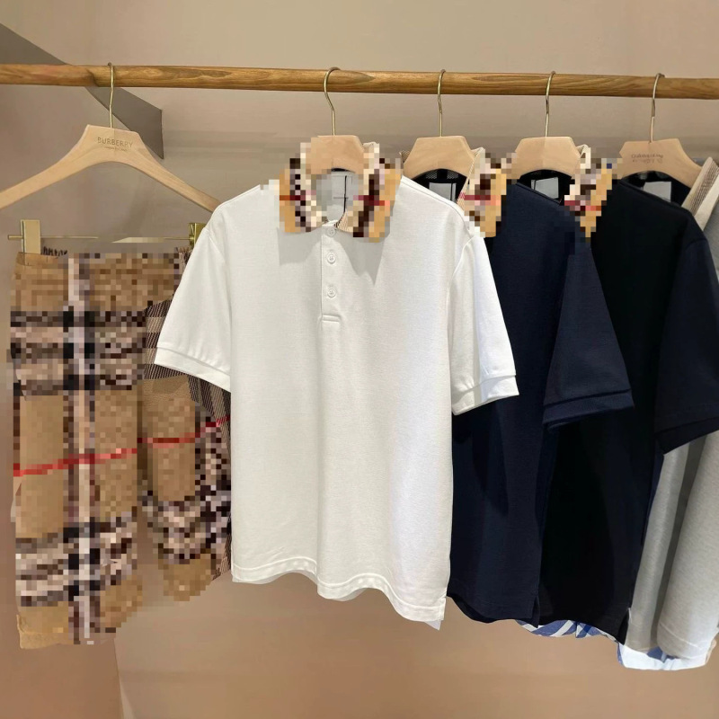 Cross-Border Foreign Trade Summer New High-Quality Plaid Collar Patchwork Solid Color Business Polo Shirt Men's Short Sleeve Cross-Border Foreign Trade Summer New High-Quality Plaid Collar Patchwork Solid Color Business Polo Shirt Men's Short Sleeve