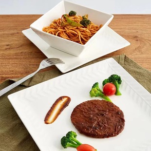 Hotel Restaurant Square Ceramic Plate Square Ceramic Bowl Wheat Ear Shaped Tableware Steak Plate Salad Porcelain Bowl