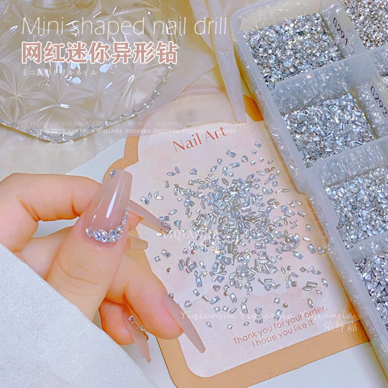 Miniature Alien Flat Head Nail Art Gems White Acrylic DIY Nail Decorations K9 Diamond Stickers
