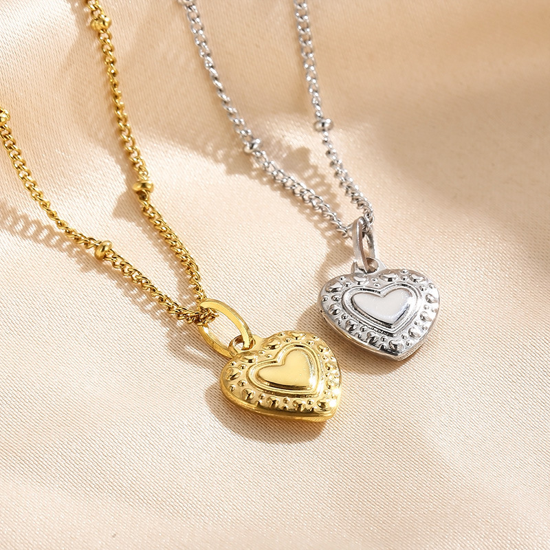 Pendant Necklace Classification 304 Stainless Steel Chain Material PVD Coated 18K Gold Plated Heart Shape Titanium Steel Simple Style Waterproof Non Tarnish Titanium Steel Pendant Necklace