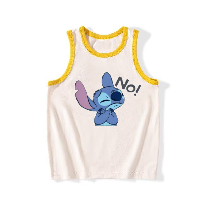 Cartoon printed children's sleeveless vest top for boys and girls, wholesale from manufacturer