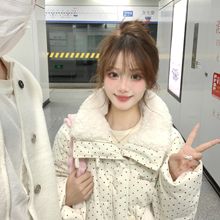 奶呼呼软妹波点面包服加厚软糯外套冬季可爱减龄学院风羽绒棉服女