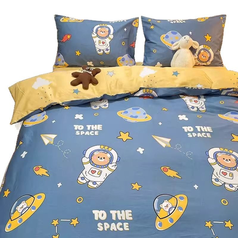 Cubierta de edredón de algodón 100 de una sola pieza de dibujos animados para niños niño de jardín de infantes 120x150x200x230 sábana