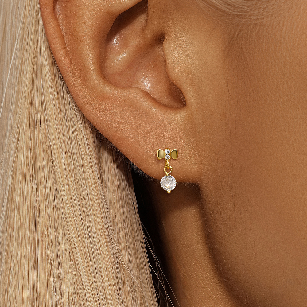 925 Sterling Silver Material 925 Sterling Silver Star Pearl Flower Zircon Ear Studs