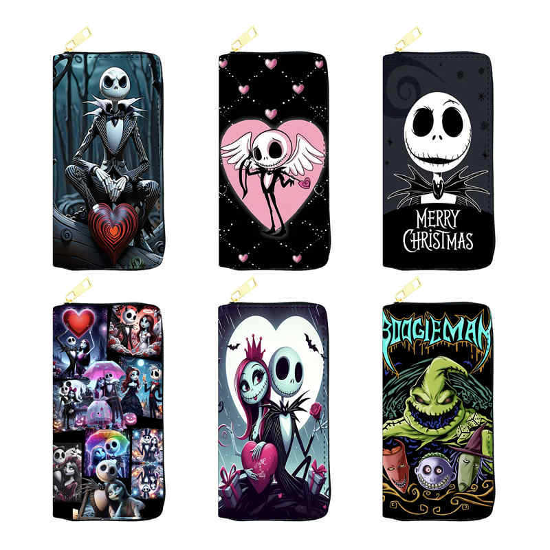In-Stock European and American Style Nightmare before Christmas Pu Wallet, Women's Long Zipper Bag, Single Zipper Bag, Makeup Bag, Factory Yiwu