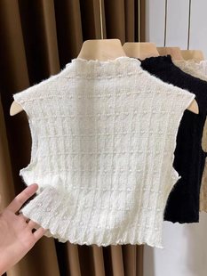 Brushed Lace Fake Collar Women's Versatile 2023 New Sleeveless Bottoming Shirt Women's Inner Style Vest Mesh Top