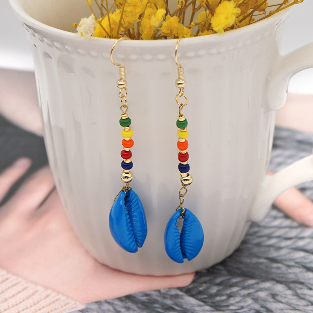 Bohemian Shell Colorful Bead Earrings display picture 18