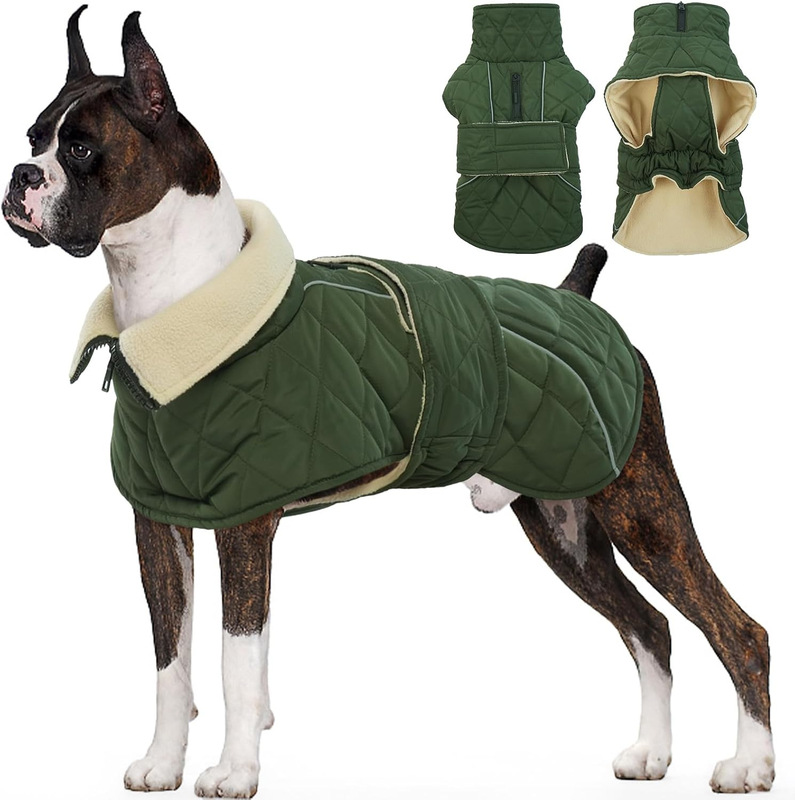 Pet Clothing Thickened Waterproof Jacket with Fleece Lining, High Collar, Puppy Cold-Proof Coat, Pet Supplies