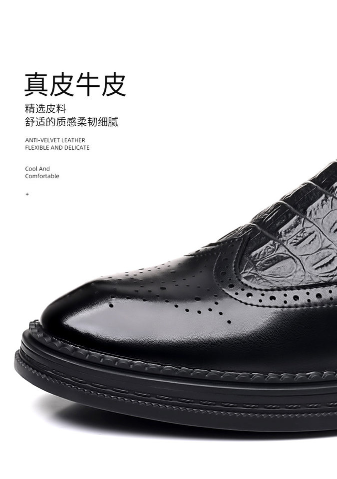 Giày da nam công sở Oxford cổ điển làm thủ công, da bò thật, mũi tròn, cổ thấp — PZ7103 màu nâu, PZ7103 màu đen chi tiết 11