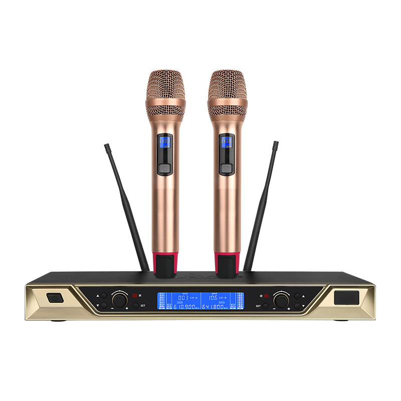 True Diversity Wireless Microphone System, One-To-Two Microphones, Professional Performance Live Broadcast, Home Singing, Stage Ktv, Anti-Howling