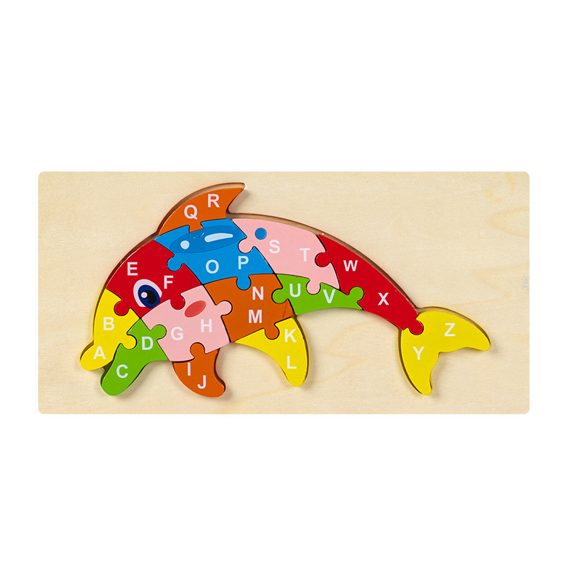 Rompecabezas para niños transfronterizos Animales cognitivos digitales dibujos animados rompecabezas tridimensional educación temprana para bebés iluminación juguetes de madera al por mayor