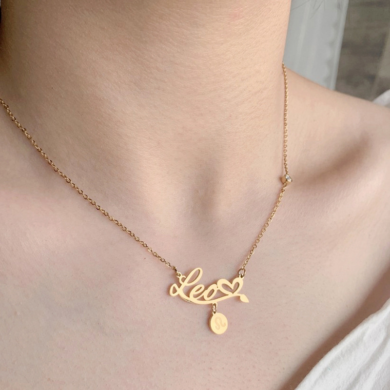 Gold Plated Plating Simple Style Constellation Titanium Steel Plating Gold Plated Necklace
