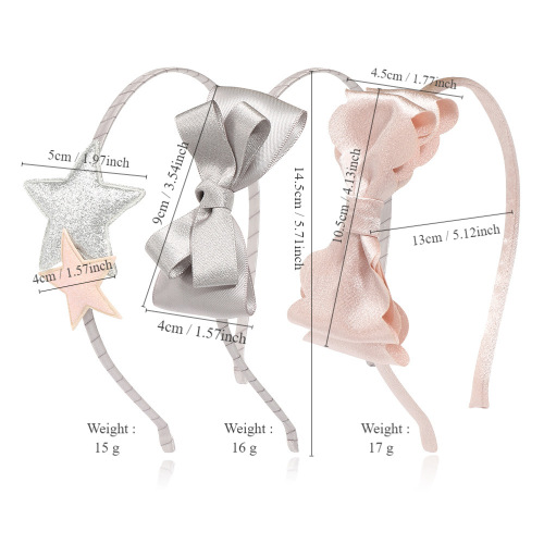 20912 Sweet children's headband set, silk bow hairpin, sequined star headband three-piece set