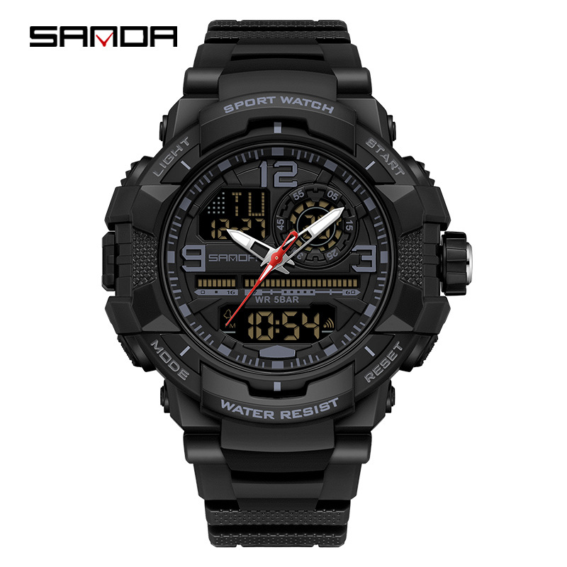 Sanda SANDA nuevo reloj electrónico para jóvenes montañismo moda luminoso reloj despertador impermeable 6130
