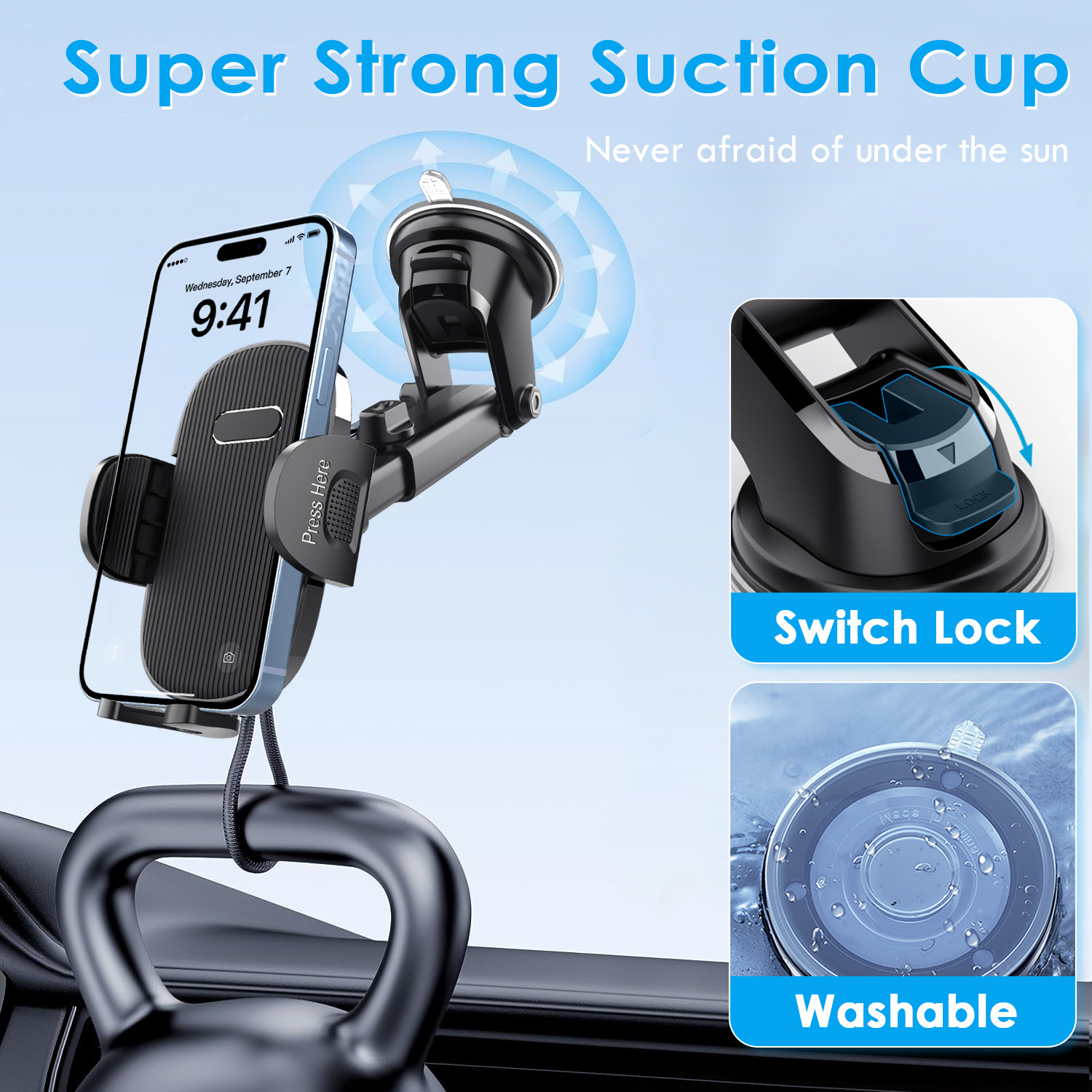 Multifunctional Car Mobile Phone Holder Car Dashboard Windshield Suction Cup Retractable Navigation Mobile Phone Holder
