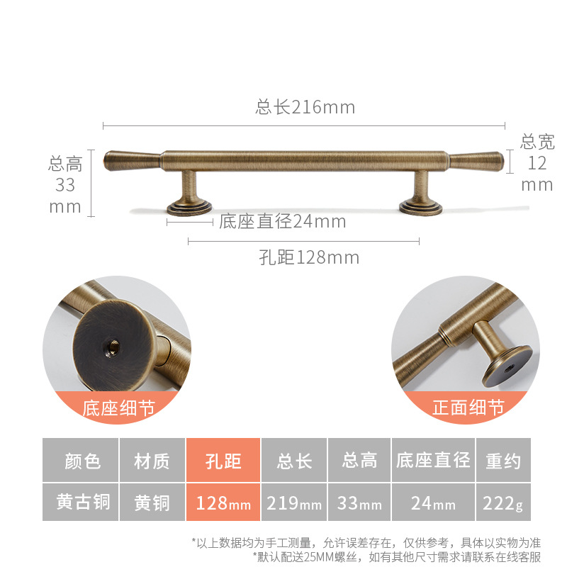 4-구멍 간격 128mm-전체 길이 219mm