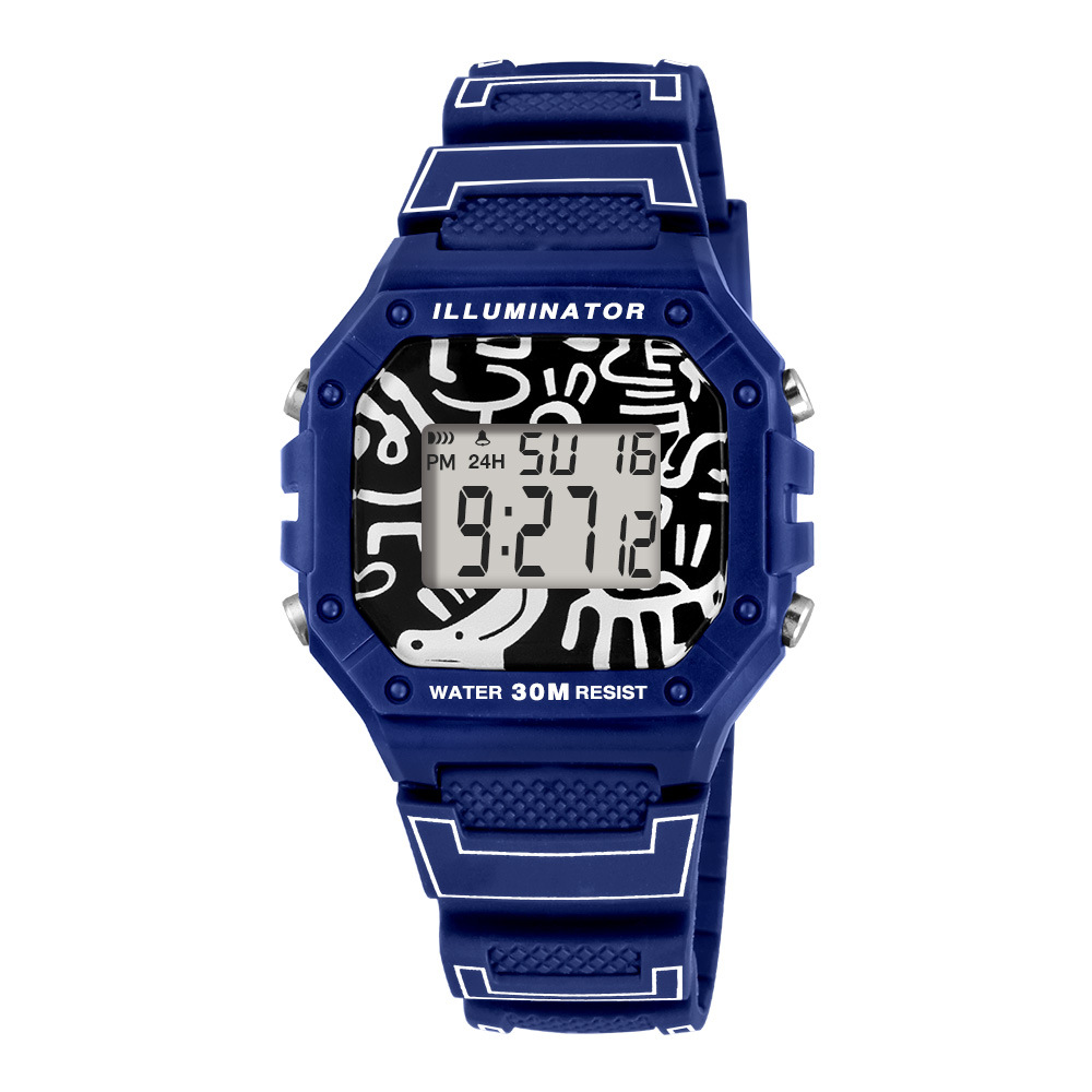 Alto valor facial simple hembra y hembra alarma de estudiantes nocturna reloj electrónico cronógrafo deportivo de escuela secundaria al por mayor