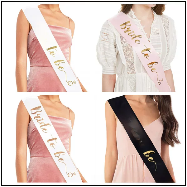 Bride-to-be shoulder strap etiquette belt BRIDE TO BE love bronzing ribbon belt European and American fashion color cloth