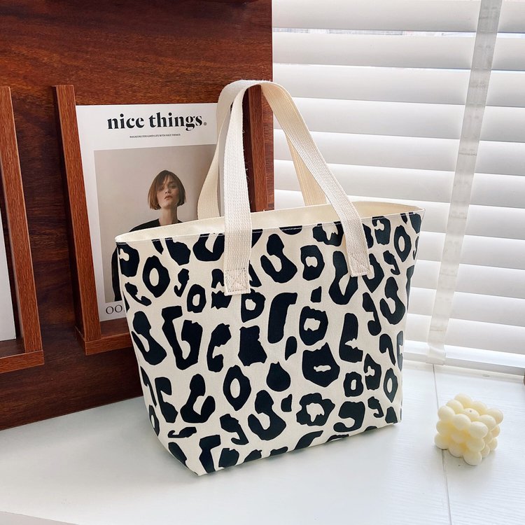 Shoulder Bag, Tote Bag Bags Type Street, Shopping Occasion Women's Canvas Leopard Classic Style Square Zipper Shoulder Bag Tote Bag