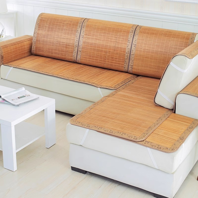 Estera de bambú cojín de sofá cojín de verano 2025 nueva sensación fría simple y moderna funda de sofá antideslizante tela de cubierta