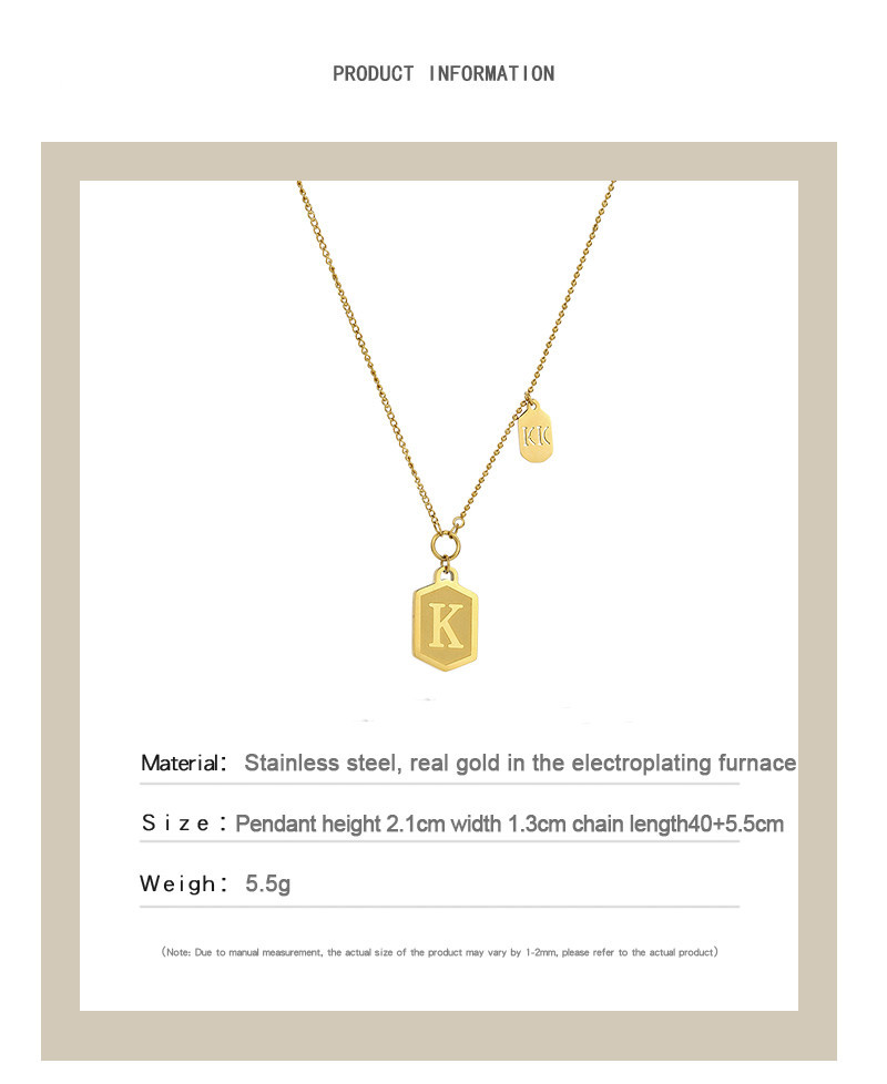 Titanium Steel Letter Square Brand Smiley Face Necklace Golden Clavicle Chain display picture 2