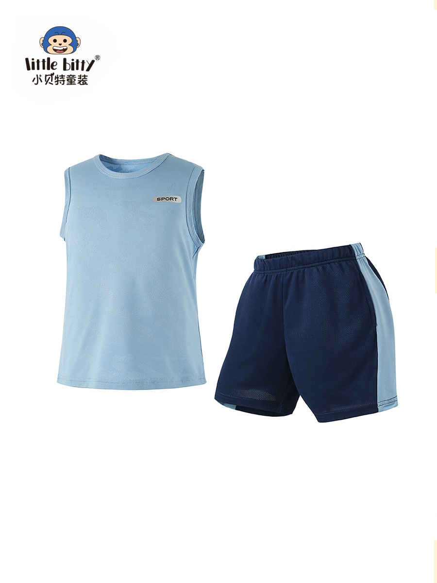 2025 Summer New Children's Sleeveless Shorts suit Boys' Quick-drying Two-piece Children's Sportswear