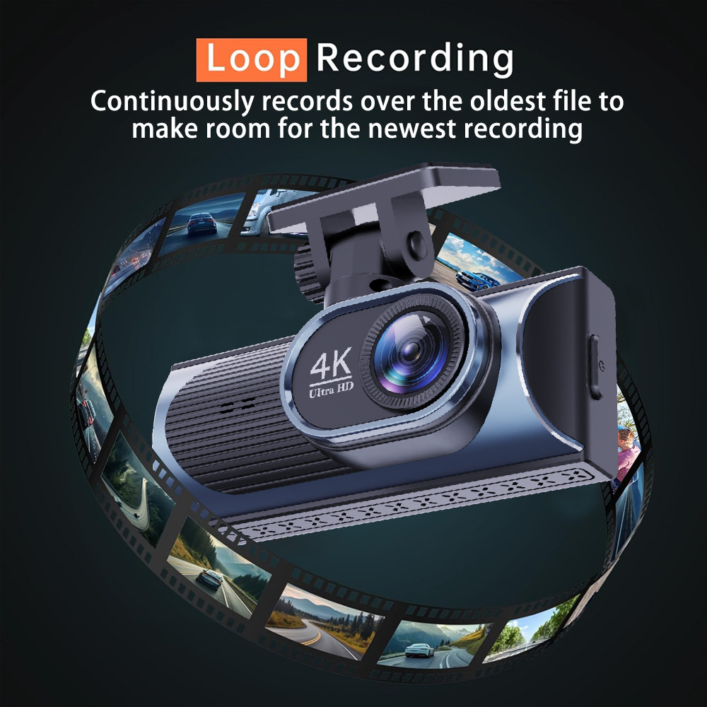 Cross-Border New Model Dash Cam with High-Definition 4K Front and Rear Dual Recording, Mobile Phone Wf Connectivity, Gps Driving Trajectory, In-Car Dvr