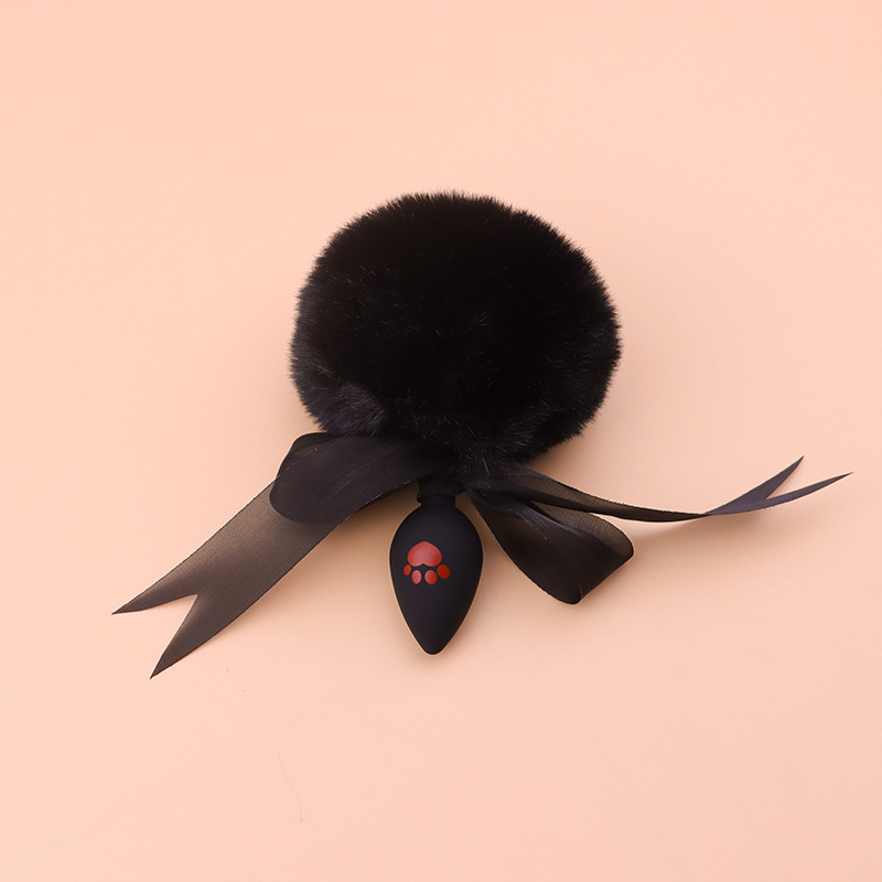 Cat Paw Anal Plug with Fluffy Fox Tail, Silicone Anal Beads Training Toy — detail image 7