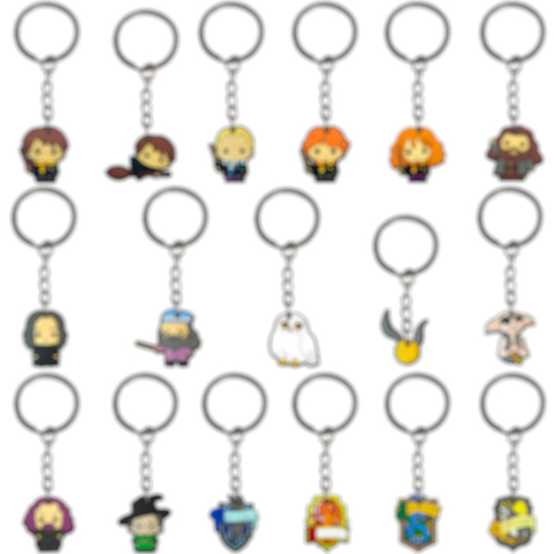 Harry Potter PVC Soft Rubber Keychain Magic Academy Cartoon Character Pendant Bag Decoration Gift
