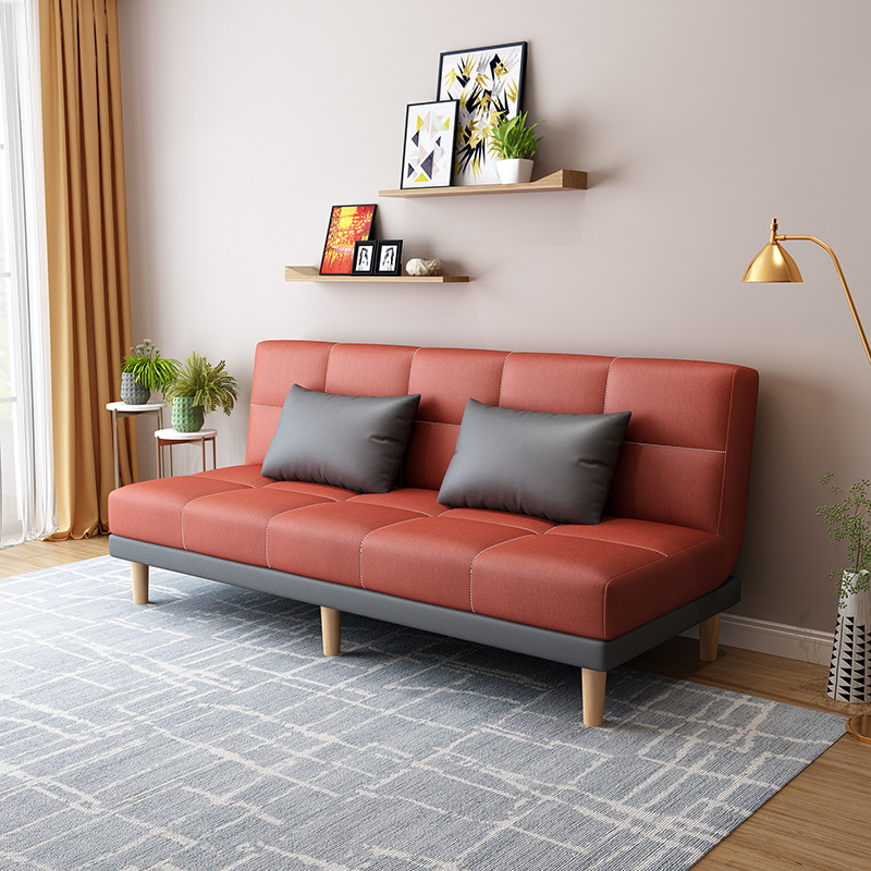 Fábrica directa sofá de piel de gato garra sala de estar pequeña casa de alquiler tienda de ropa doble plegable multifuncional dos