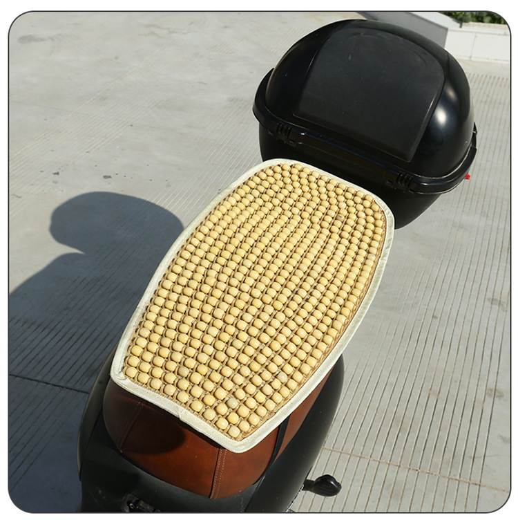 Summer Wooden Bead Electric Vehicle Seat Cushion, Breathable Seat Pad, Non-Slip, Sun Protection, Universal Electric Bike Seat Cover, Summer Cooling Pad