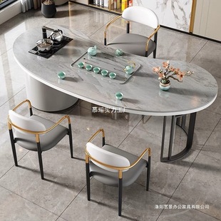 Light Luxury Modern Simple Slate Tea Table Living Room Home Office Tea Table Balcony Office Small Tea Table and Chair Combination