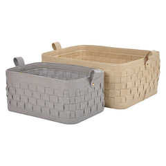 輕奢皮質手工編織收納籃筐置物籃髒衣籃樣板間臥室飾品軟裝擺件