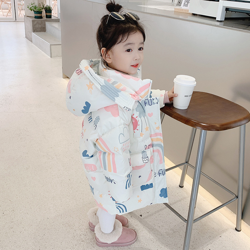 Ropa de algodón acolchado para niñas Otoño e Invierno Nuevo Bebé Ropa de pan para niños de moda chaqueta acolchada de algodón de longitud media abrigo de algodón acolchado de moda