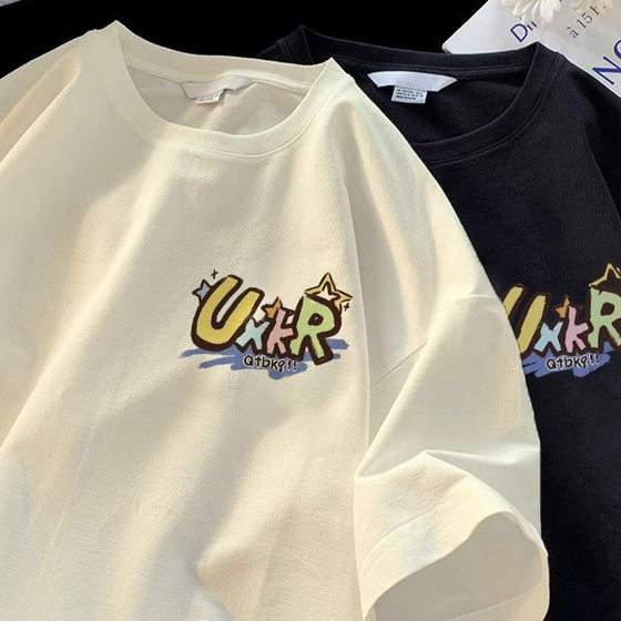 2025 American Niche New Arrival All-Match Summer Short-Sleeved T-Shirt Cartoon Printed Casual Loose Top Instagram Style Trendy Women