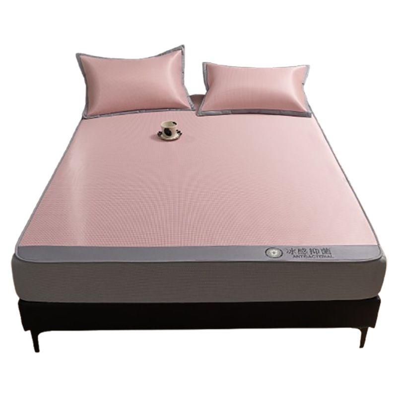 Sombrilla de cama de seda de hielo antibacteriana de verano, cubierta de cama fresca de una sola pieza, cubierta protectora de colchón todo incluido, juego de tres piezas 2