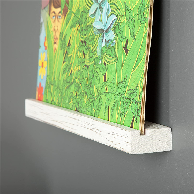 Titular de registro de pino montado en la pared vintage madera vinilo registro rack de almacenamiento