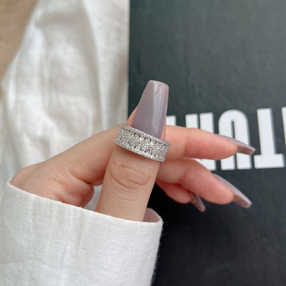 925 Sterling Silver Zircon U Shape Waves Heart Shape Rings display picture 6