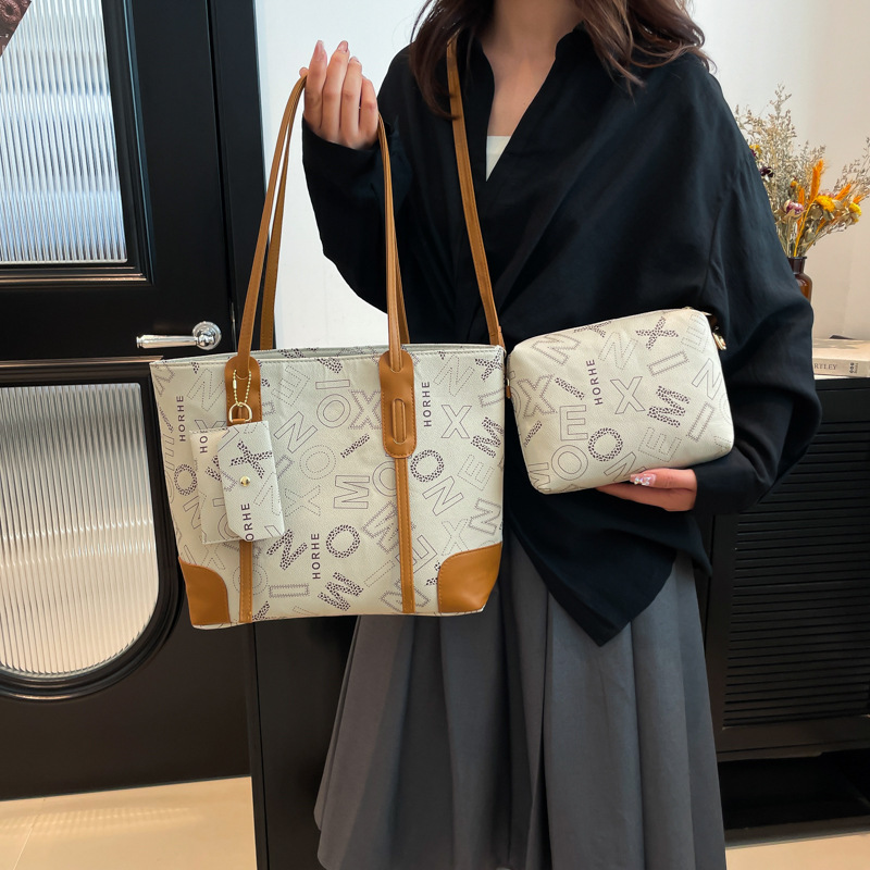 Bolso de mujer de comercio exterior 2025, nuevo tipo de bolso de hombro de moda retro, bolso de ocio de tres piezas, bolso de mujer, bolso de mano simple