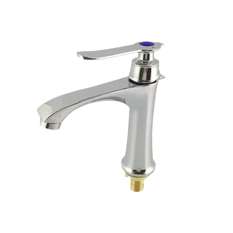 Grifo de lavabo con núcleo de válvula de cobre de un solo frío, grifo único de apertura rápida de 4 puntos, lista de lavabo para baño doméstico
