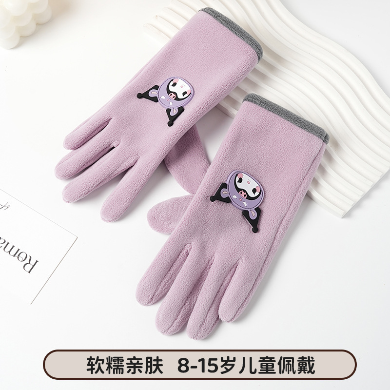 儿童手套男女冬季加绒保暖户外滑雪骑车防滑防水可爱五指骑行手套|undefined