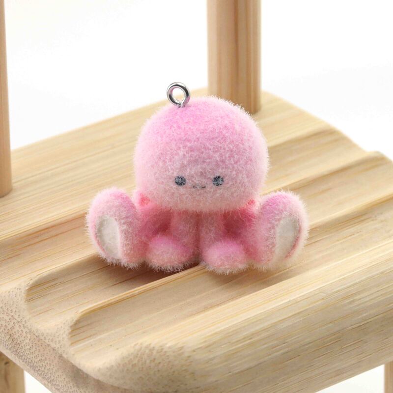 Flocked Resin Squidward Cartoon Creative Pendant DIY Keychain Backpack Accessory Car Ornament Accessory Material