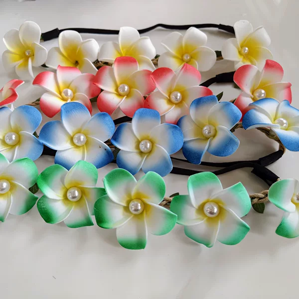 Bohemian Plumeria Flower Crown Headband Wedding Hair Accessory Fashionable Headwear for Wedding Party