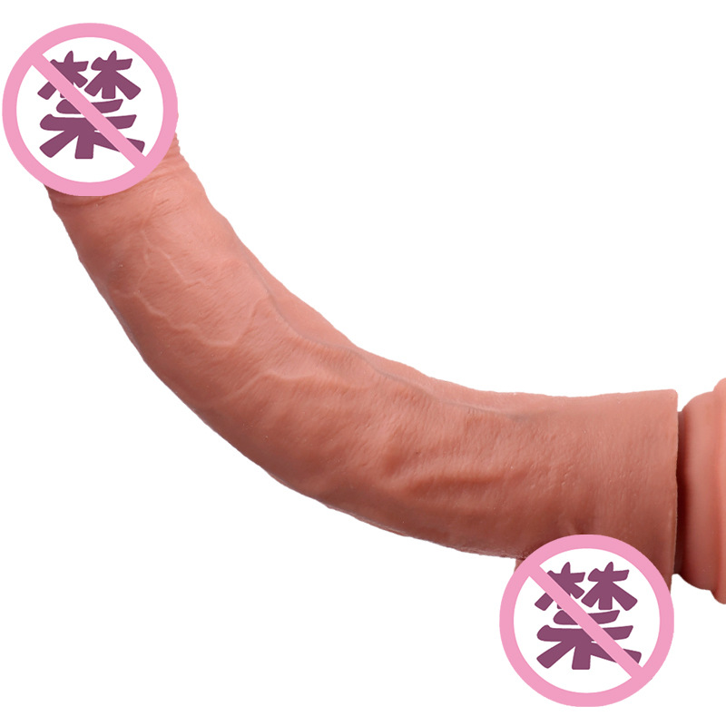 37cm Extra Long Liquid Silicone Dildo with Clitoral Stimulation, Flesh Tone — detail image 15