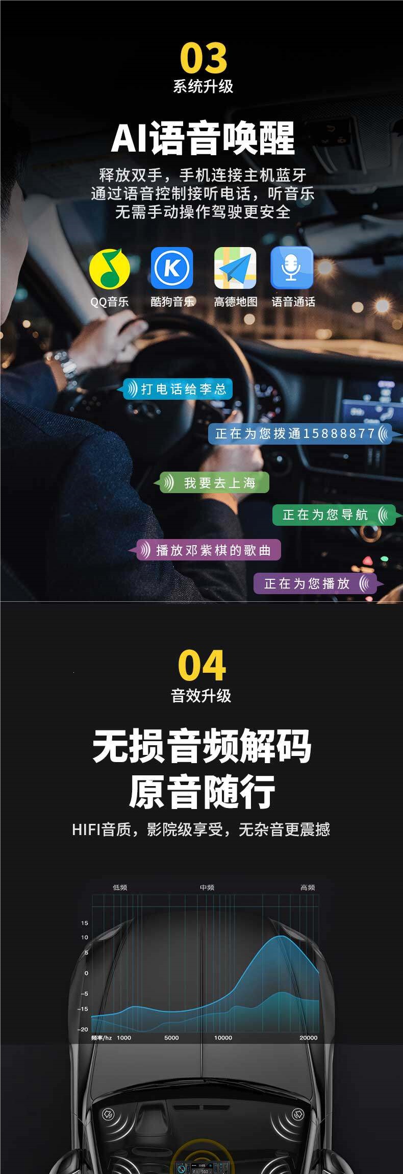 Intelligent voice-controlled clock display car Bluetooth MP3 player radio car CD player 12V/24V universal for trucks