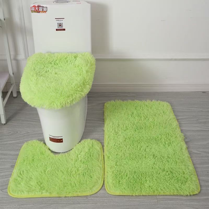 Grenzüberschreitendes Dropshipping: Dreiteiliges Set aus Seidenwolle-Toilettenteppich, rutschfest, für Bad, Küche und Eingangsbereich, wasserabsorbierend_voghion.com